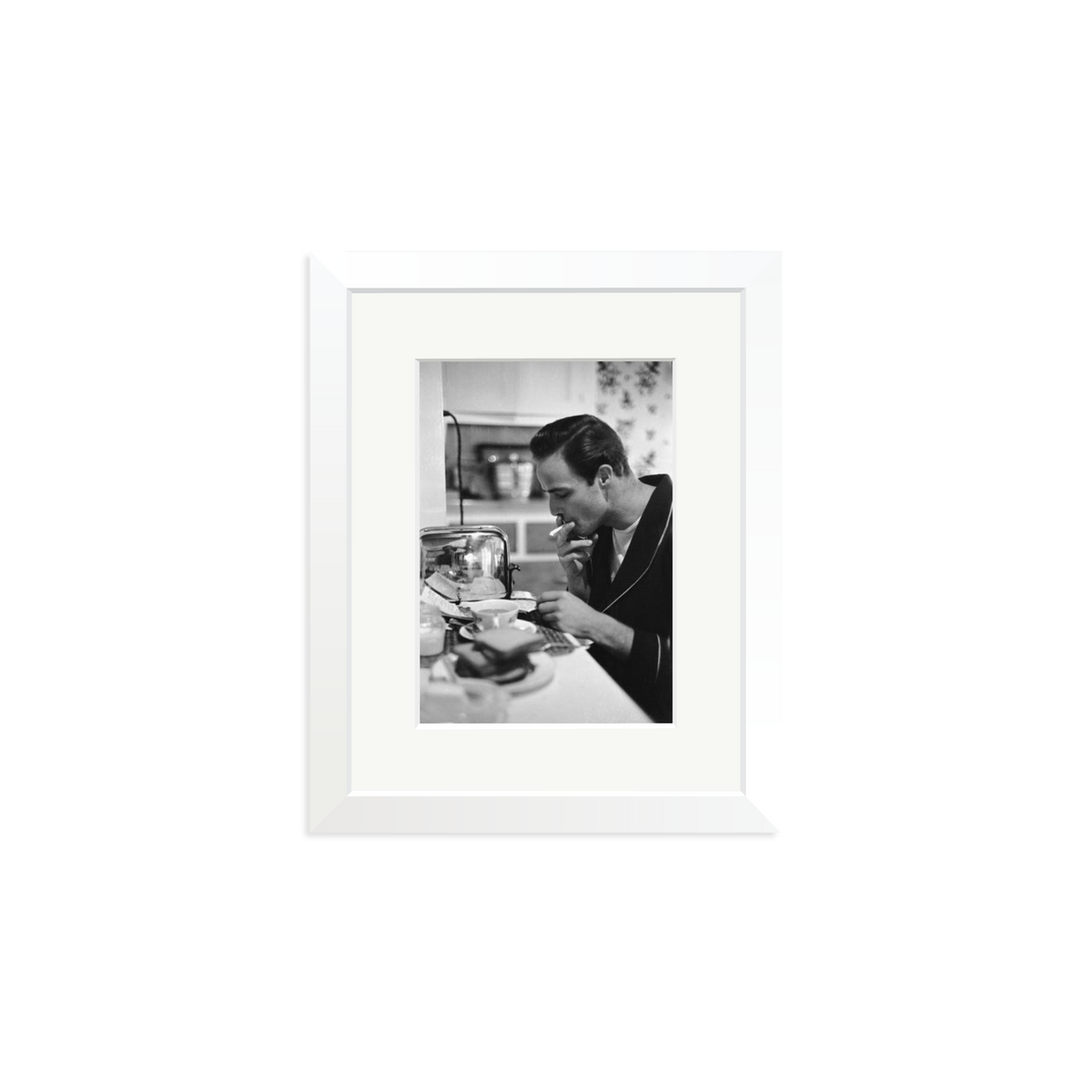 Marlon Brando Reading a Script Framed Print White Small