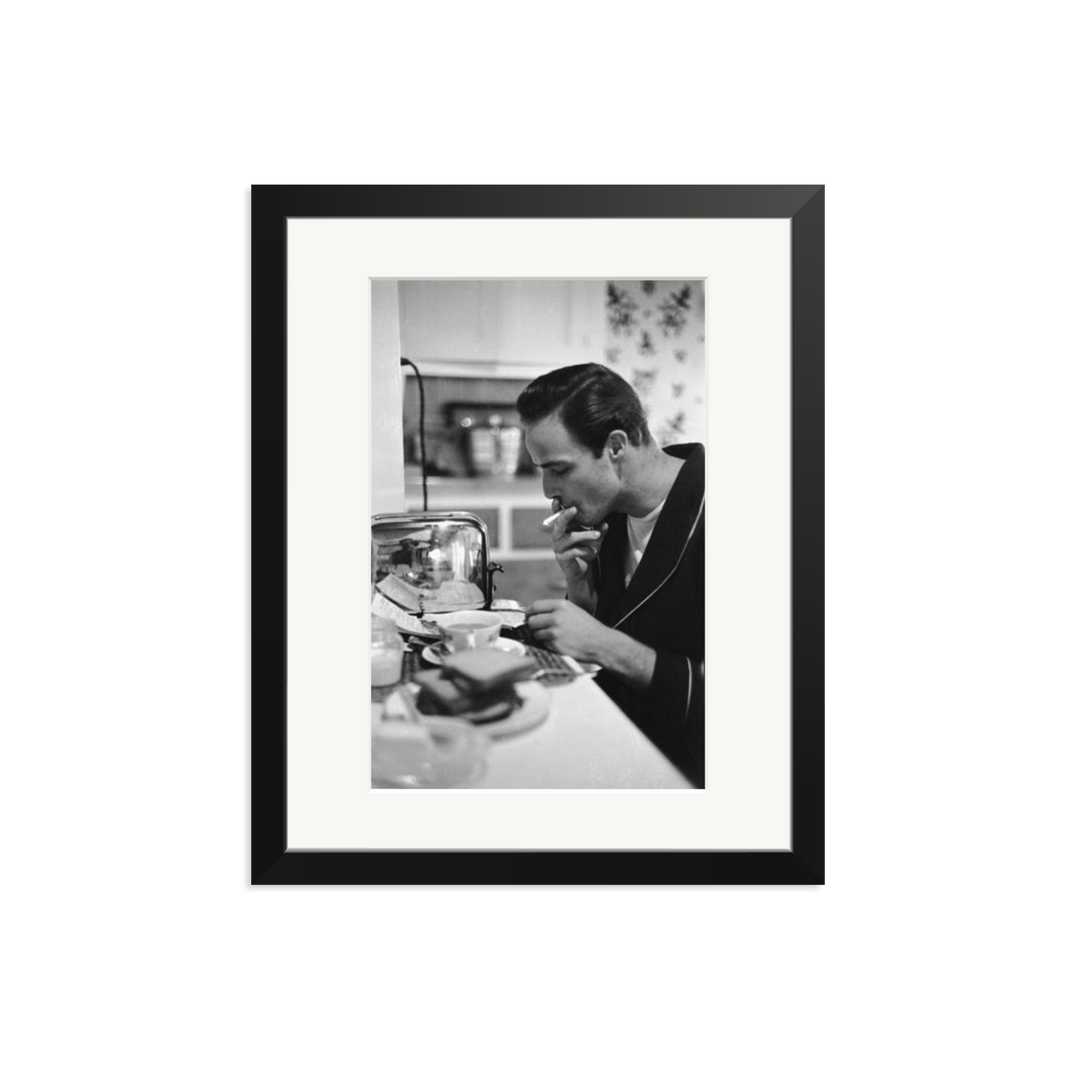 Marlon Brando Reading a Script Framed Print Black Medium