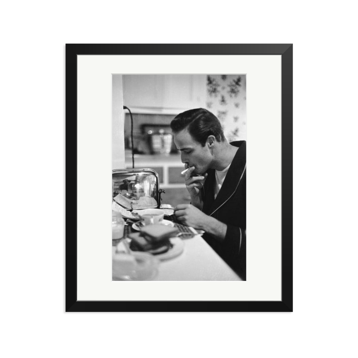 Marlon Brando Reading a Script Framed Print Black Large
