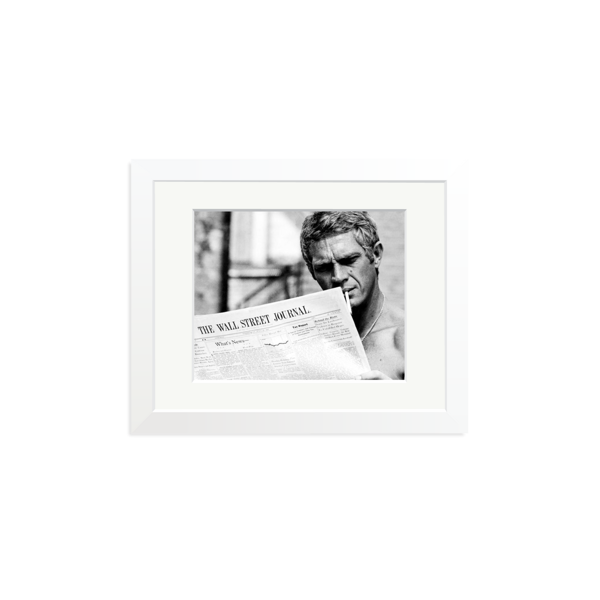Steve McQueen WSJ Thomas Crown Affair Framed Print White Small