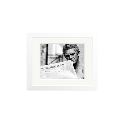 Steve McQueen WSJ Thomas Crown Affair Framed Print White Small