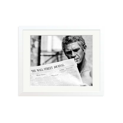 Steve McQueen WSJ Thomas Crown Affair Framed Print White Medium