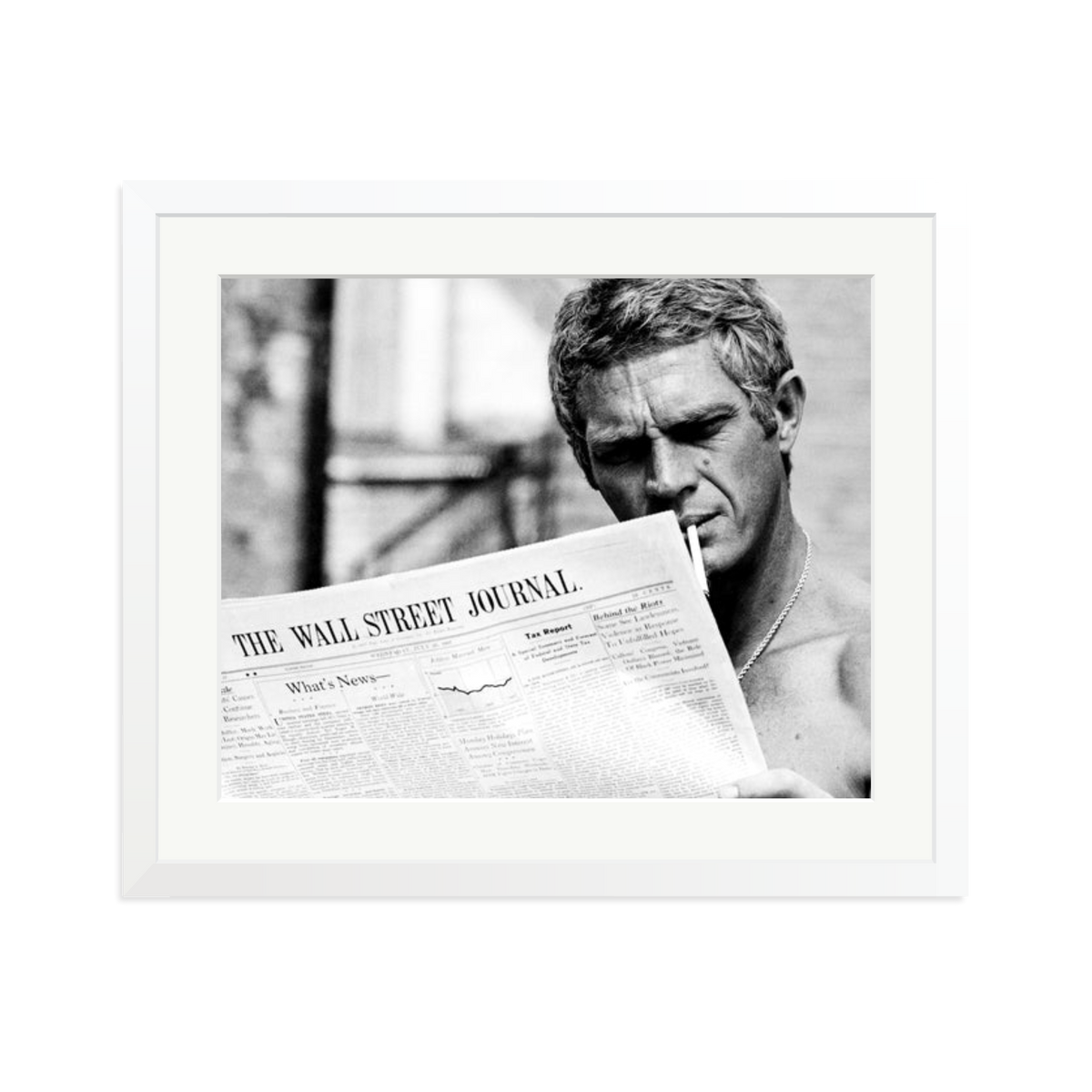 Steve McQueen WSJ Thomas Crown Affair Framed Print White Large