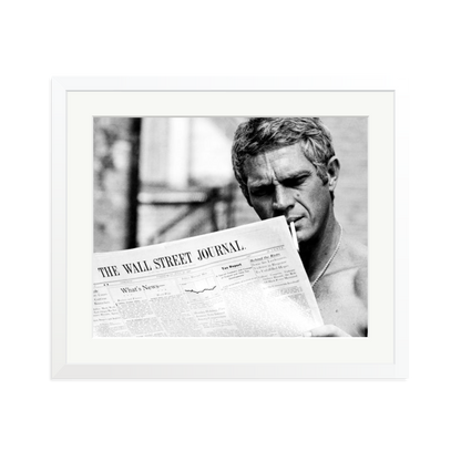 Steve McQueen WSJ Thomas Crown Affair Framed Print White Large