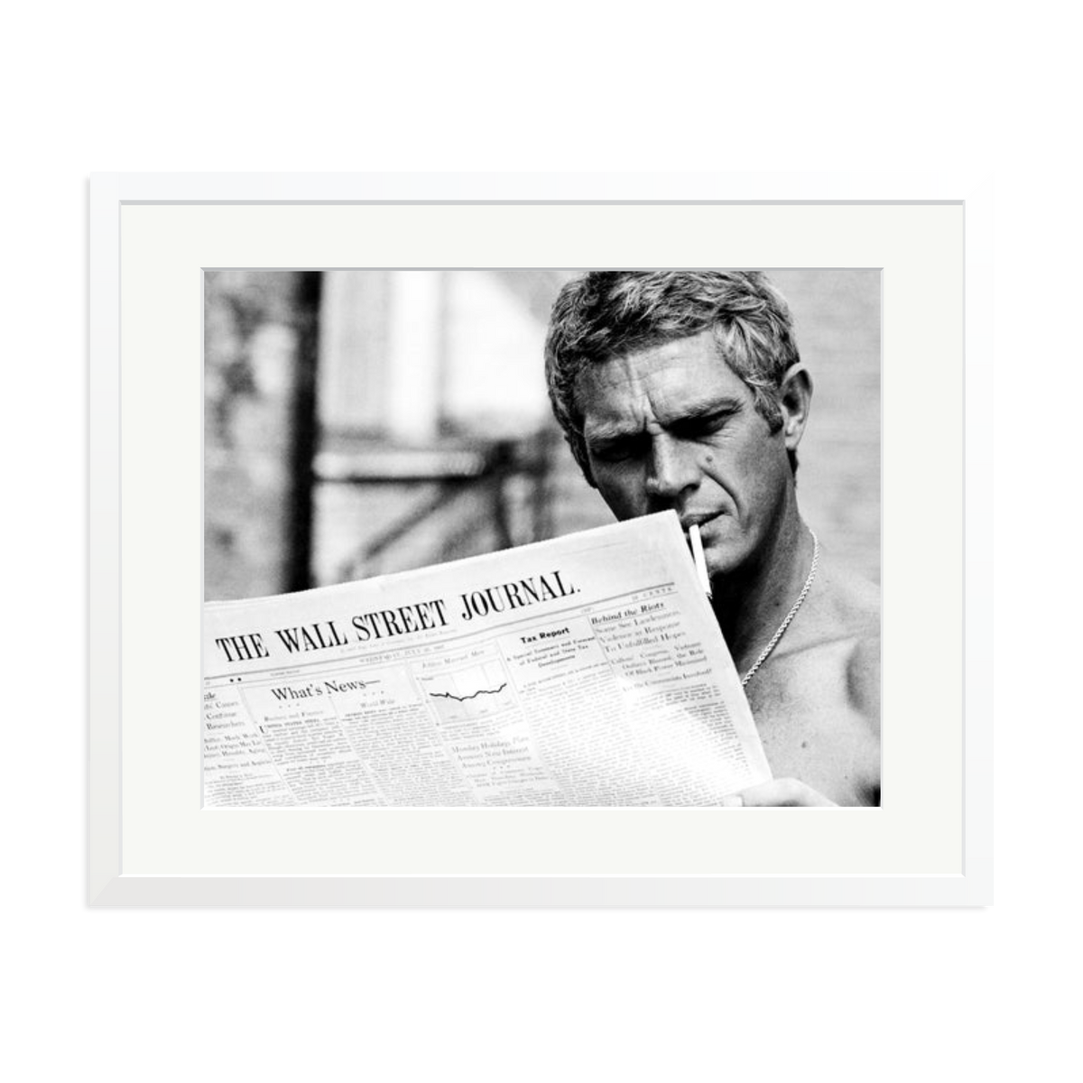 Steve McQueen WSJ Thomas Crown Affair Framed Print White XL