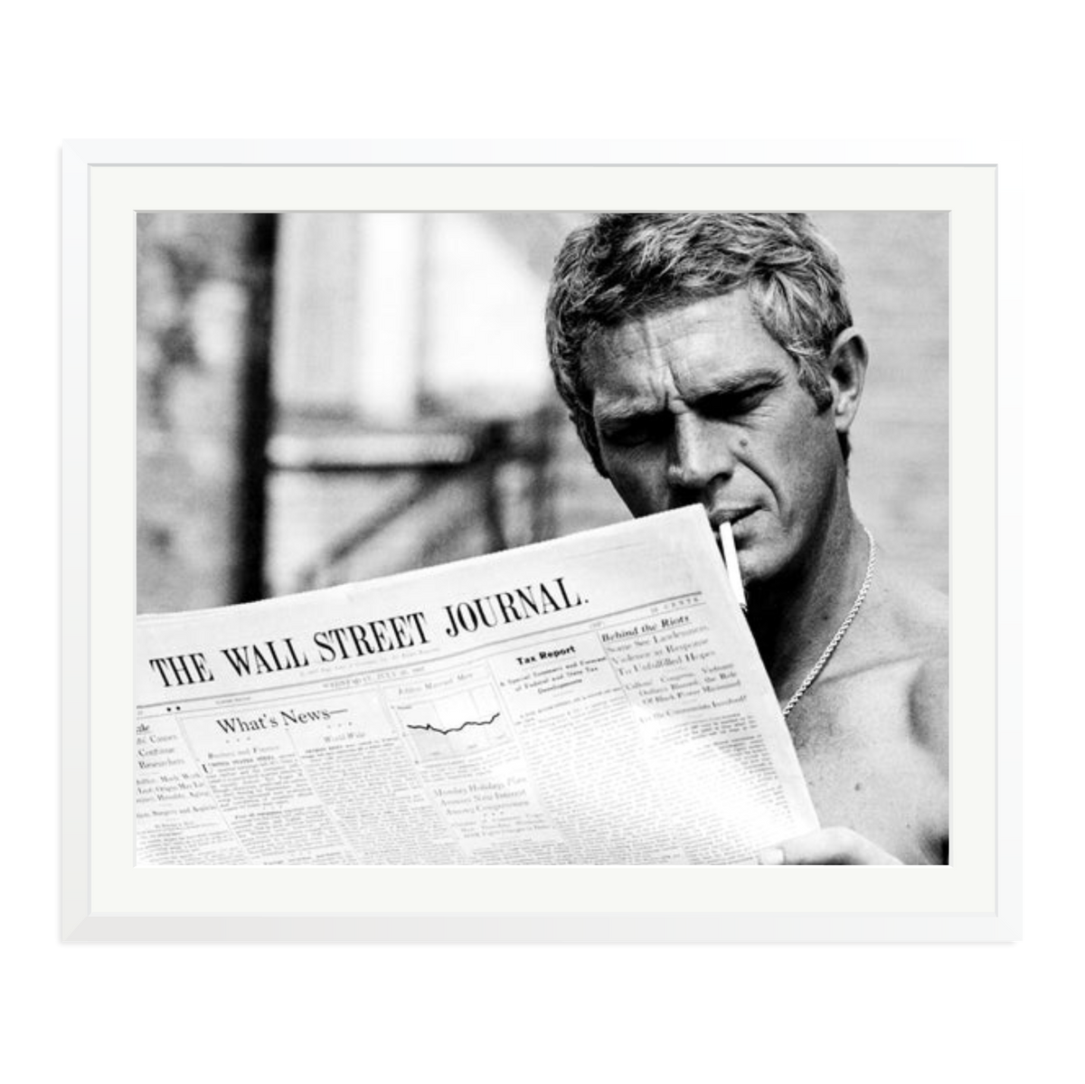 Steve McQueen WSJ Thomas Crown Affair Framed Print White XXL