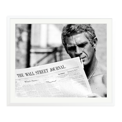 Steve McQueen WSJ Thomas Crown Affair Framed Print White XXL