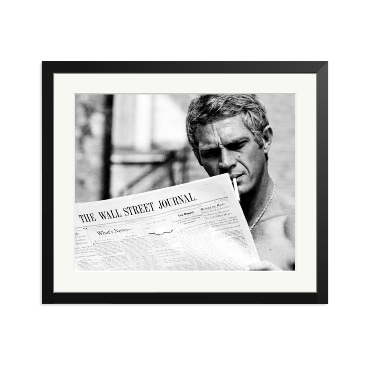 Steve McQueen WSJ Thomas Crown Affair Framed Print Black Large