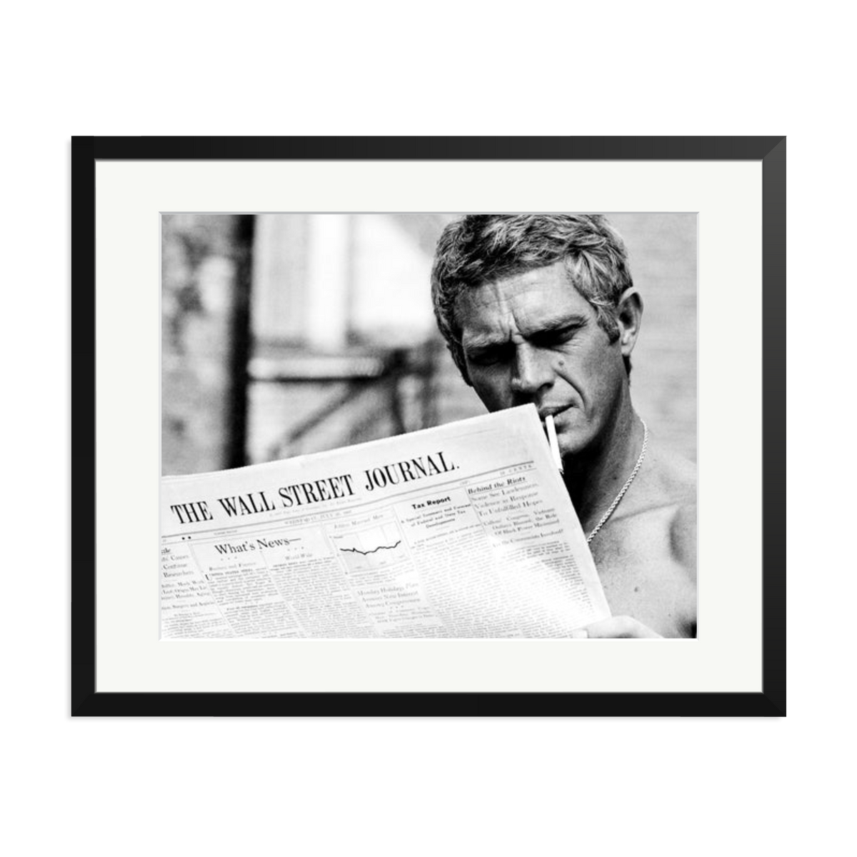 Steve McQueen WSJ Thomas Crown Affair Framed Print Black XL