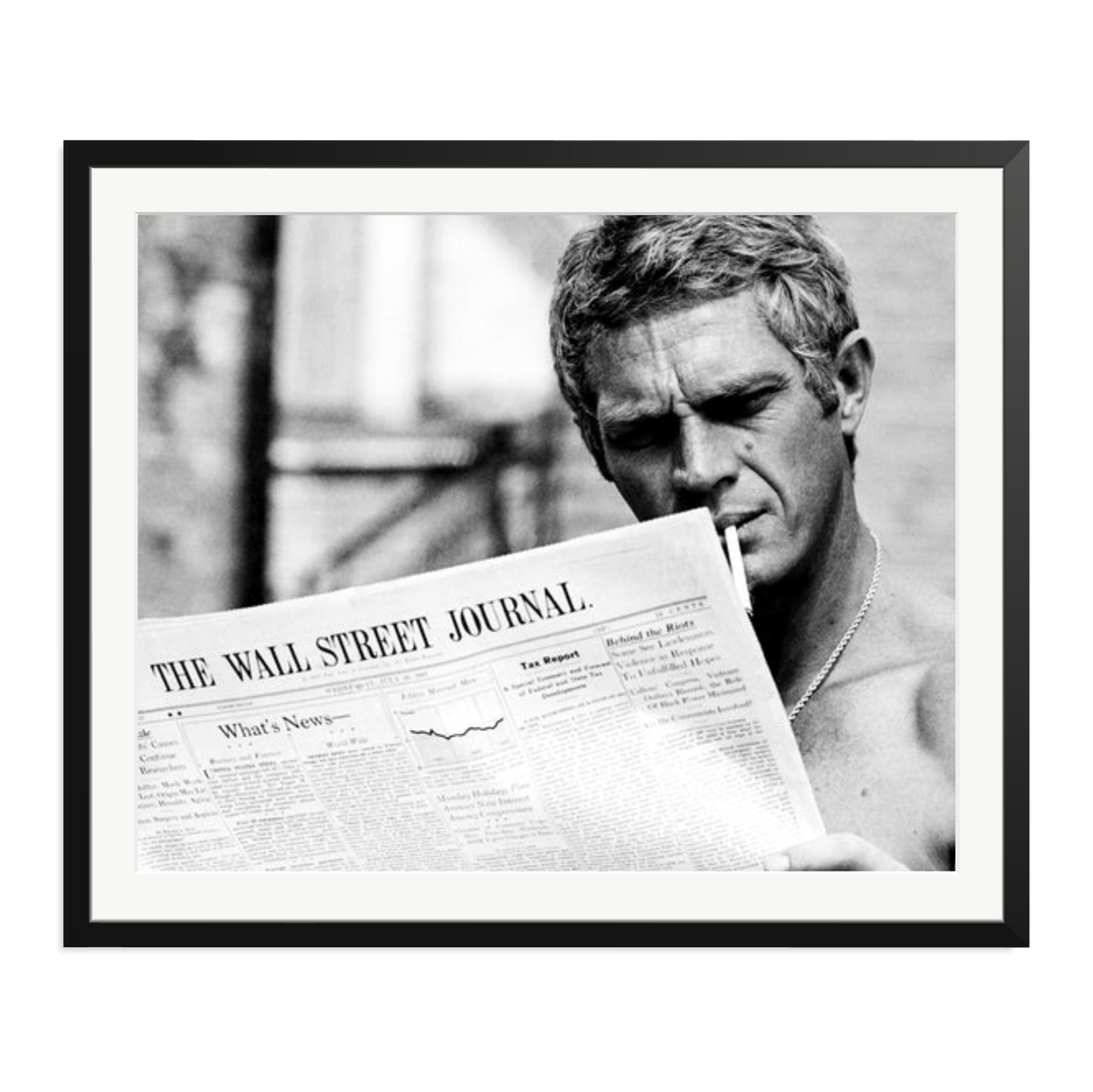 Steve McQueen WSJ Thomas Crown Affair Framed Print Black XXL