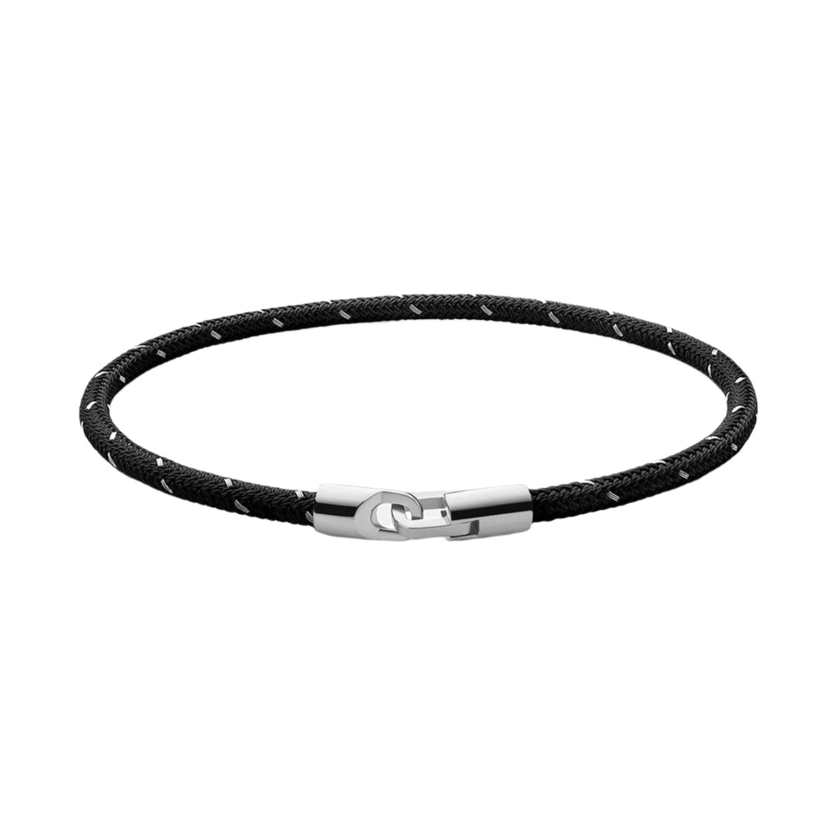 Miansai Cruz Rope Bracelet, Sterling Silver Black Steel