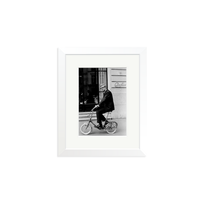 Michael Caine on His Bike Framed Print White Small