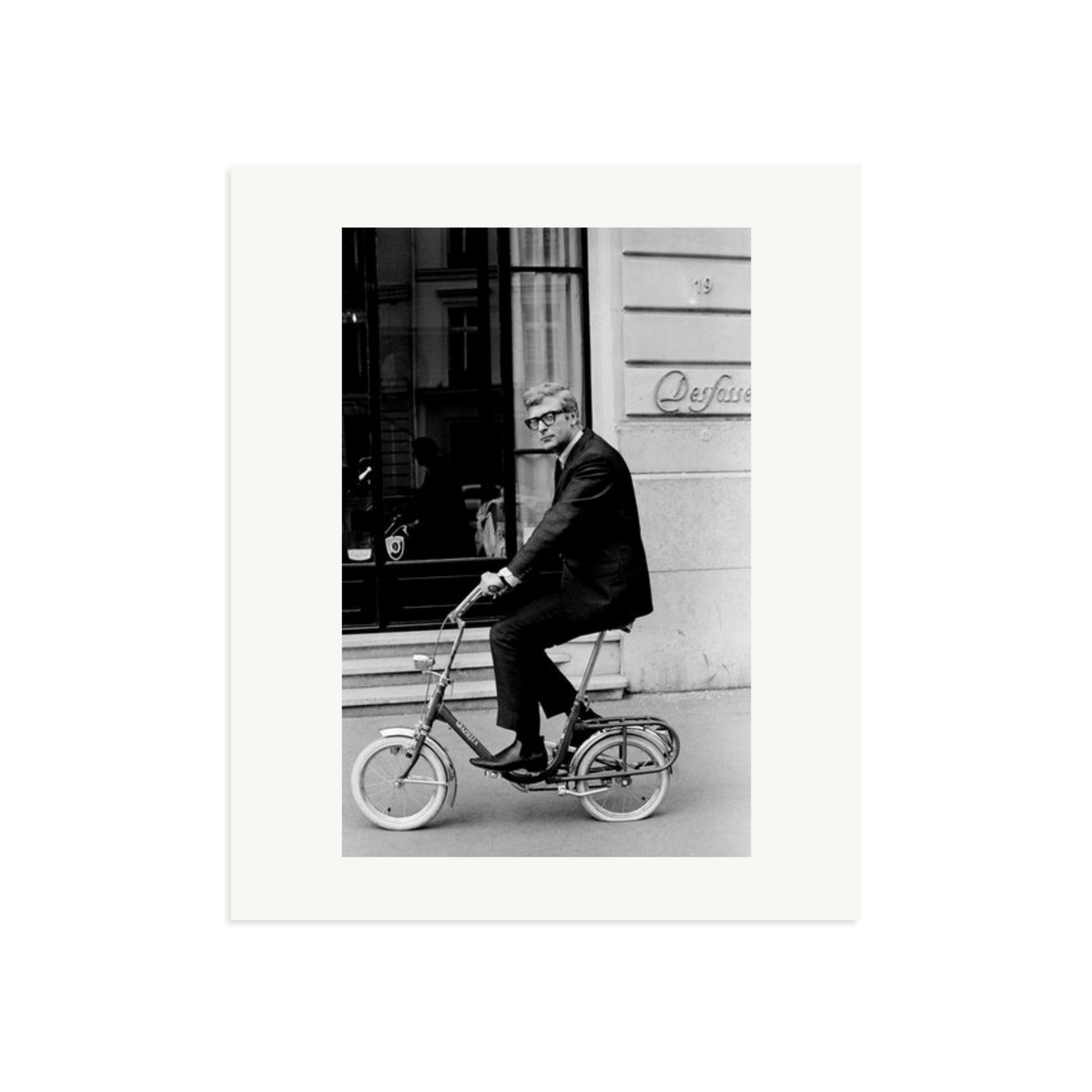 Michael Caine on His Bike Framed Print Print Only Large