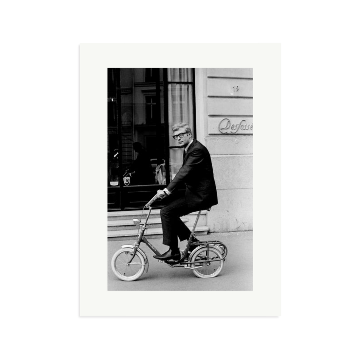 Michael Caine on His Bike Framed Print Print Only XL