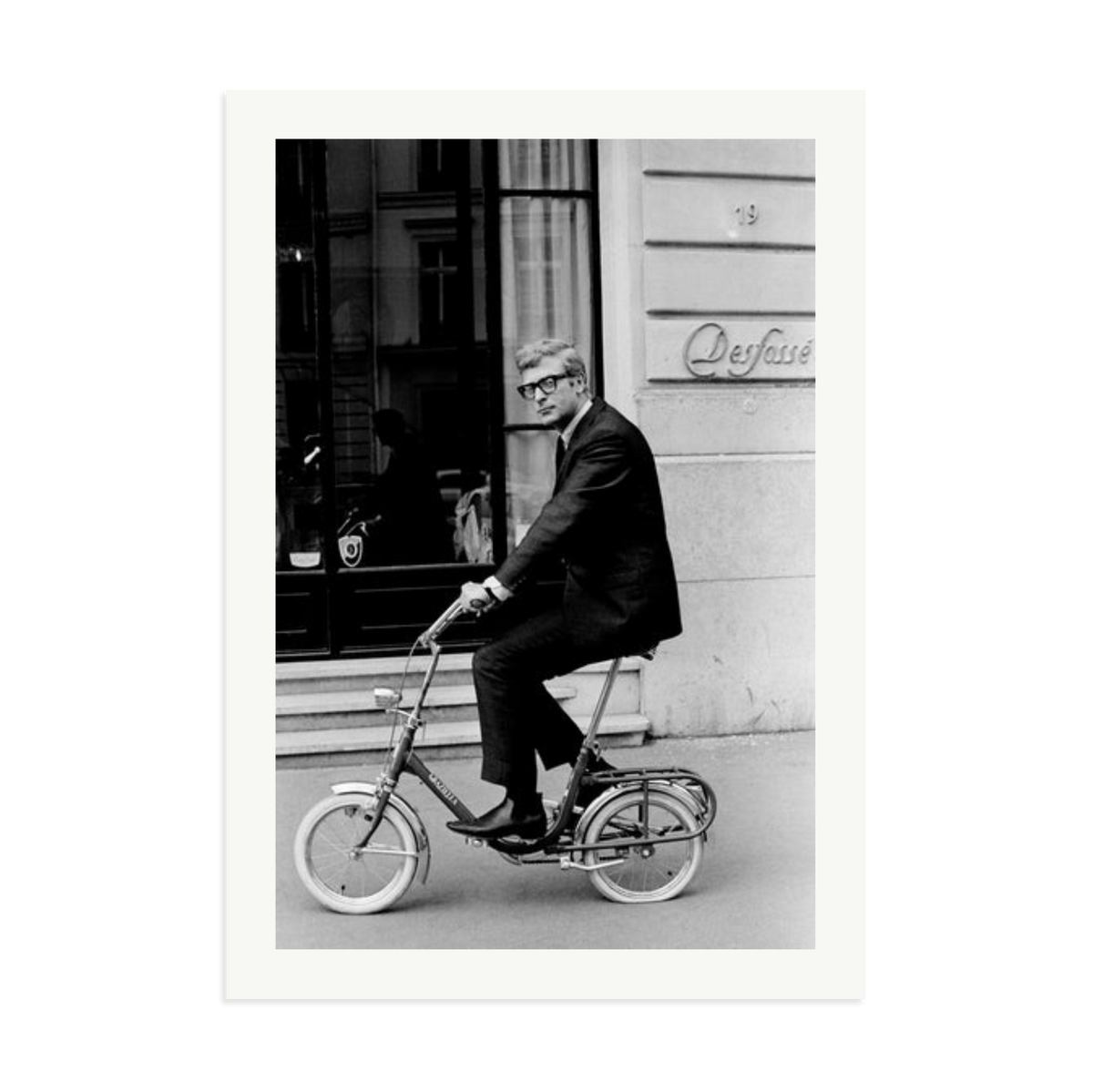 Michael Caine on His Bike Framed Print Print Only XXL