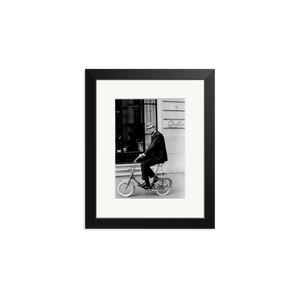 Michael Caine on His Bike Framed Print Black Small