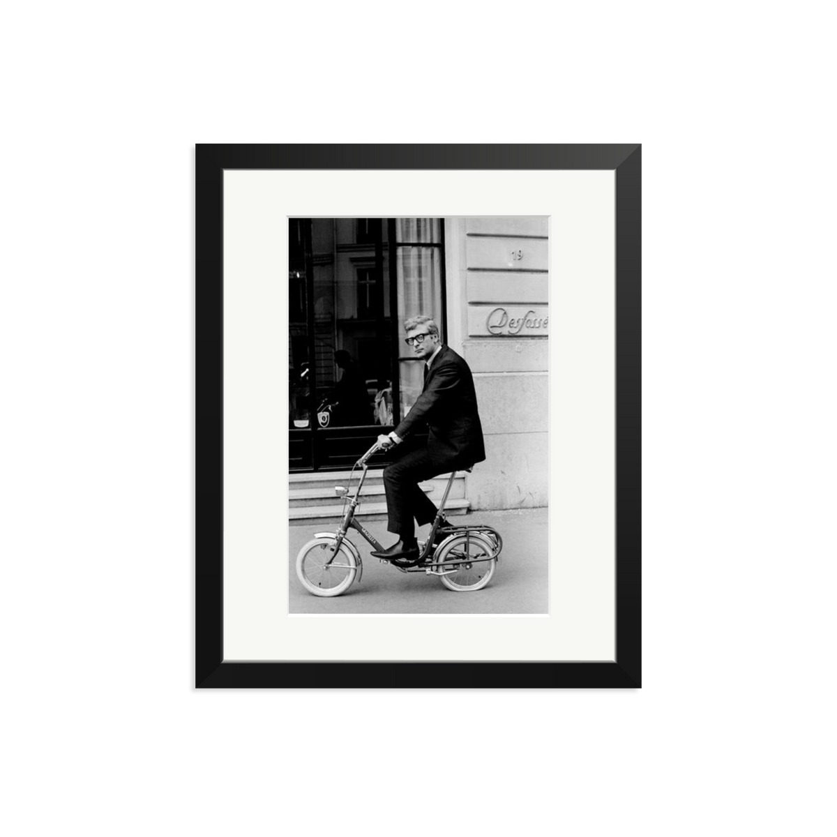 Michael Caine on His Bike Framed Print Black Medium