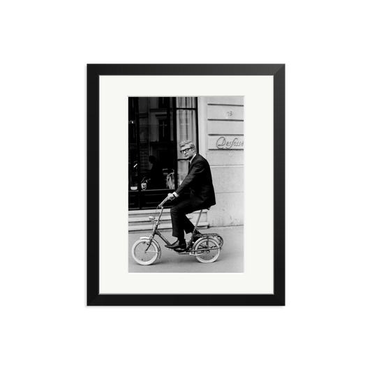 Michael Caine on His Bike Framed Print Black Medium