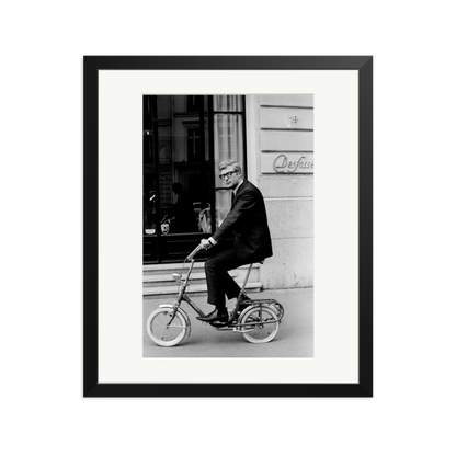 Michael Caine on His Bike Framed Print Black Large