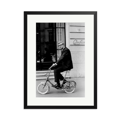Michael Caine on His Bike Framed Print Black XL