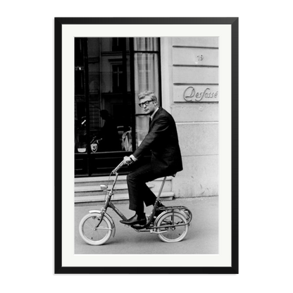 Michael Caine on His Bike Framed Print Black XXL