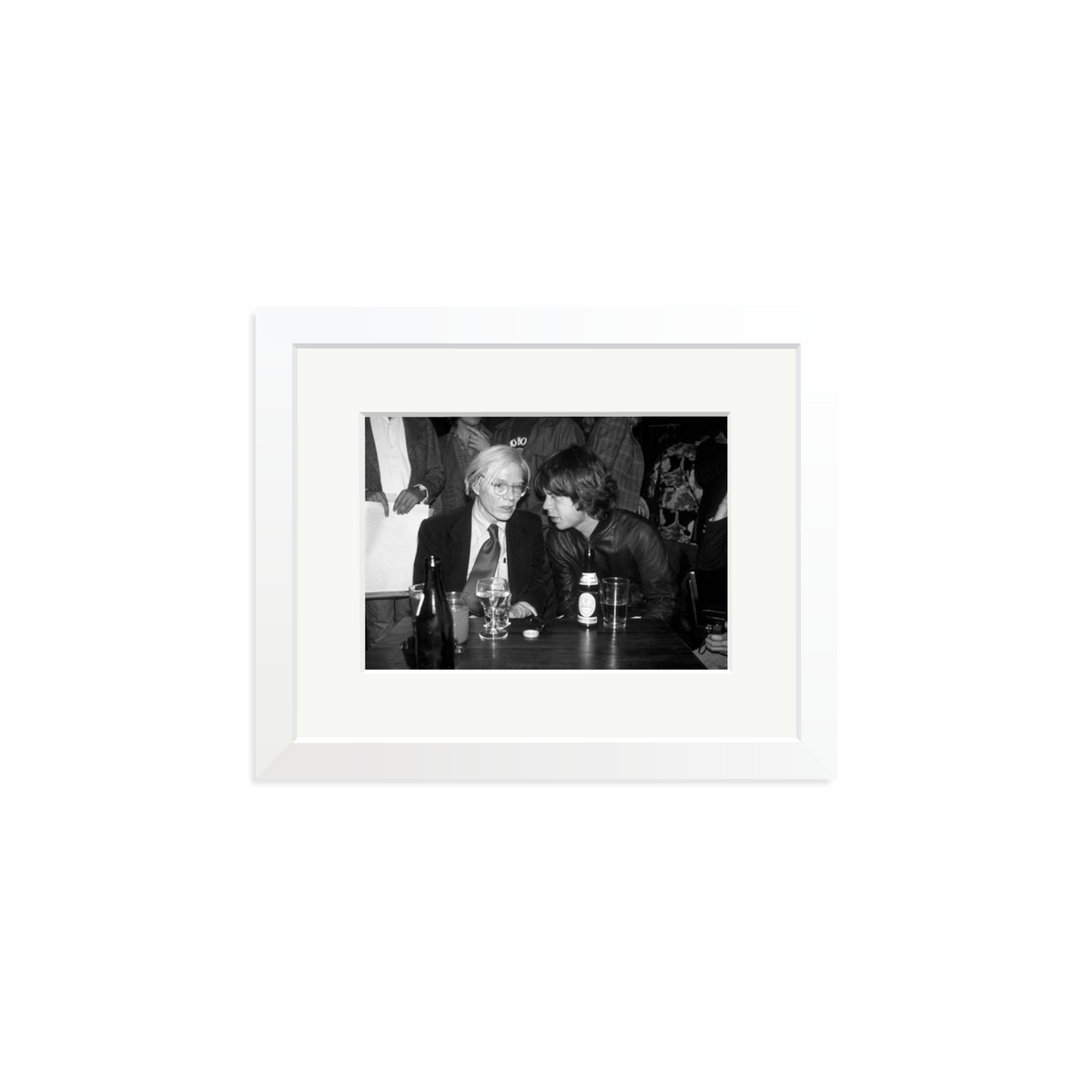 Mick Jagger and Andy Warhol Framed Print White Small