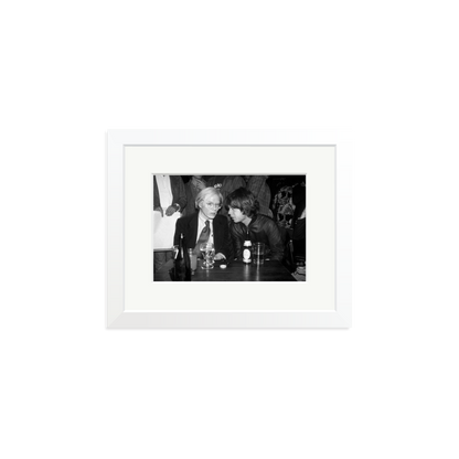 Mick Jagger and Andy Warhol Framed Print White Small