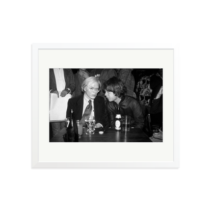 Mick Jagger and Andy Warhol Framed Print White Large