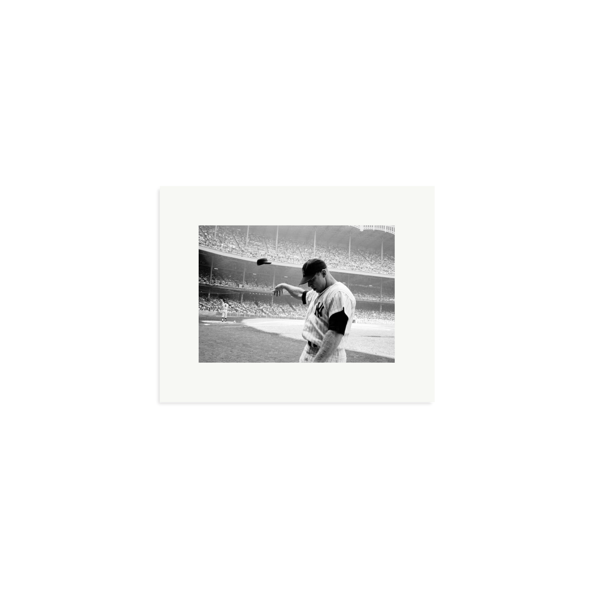 Mickey Mantle Helmet Fling Framed Print Print Only Small