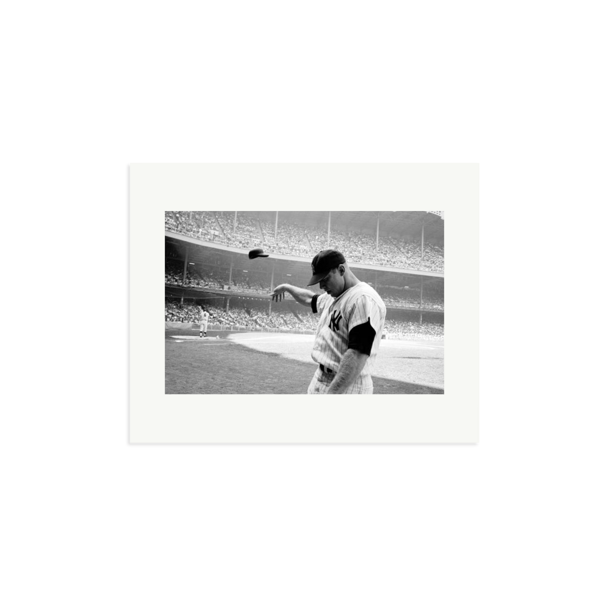 Mickey Mantle Helmet Fling Framed Print Print Only Medium