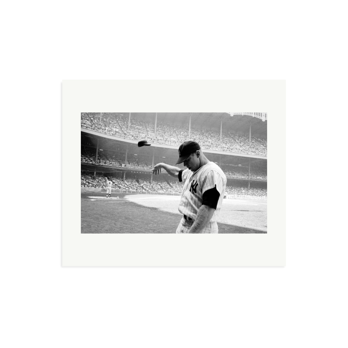 Mickey Mantle Helmet Fling Framed Print Print Only Large