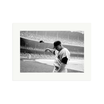 Mickey Mantle Helmet Fling Framed Print Print Only XL