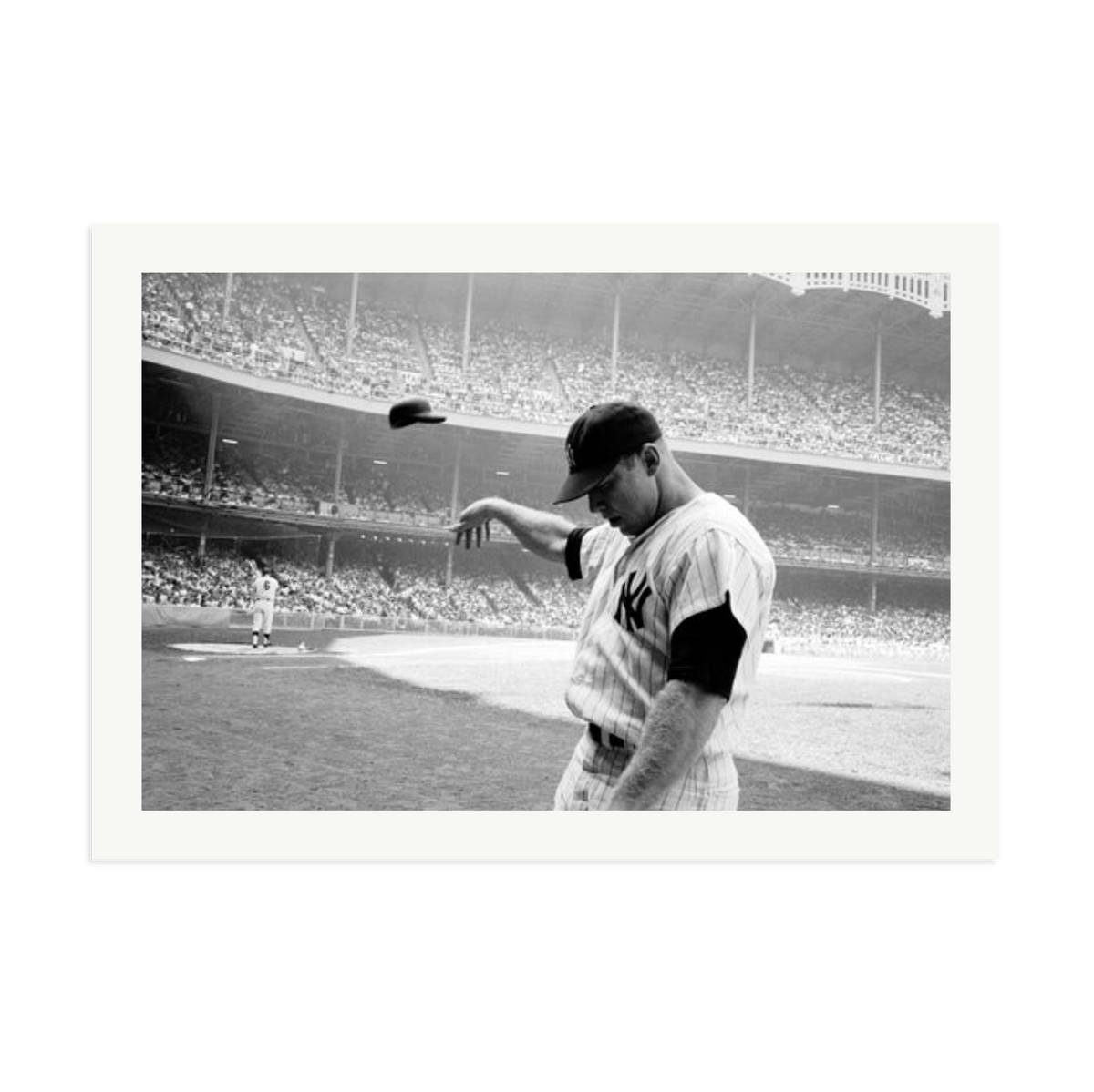 Mickey Mantle Helmet Fling Framed Print Print Only XXL