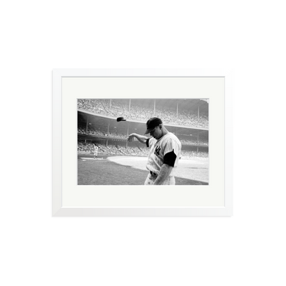 Mickey Mantle Helmet Fling Framed Print White Medium
