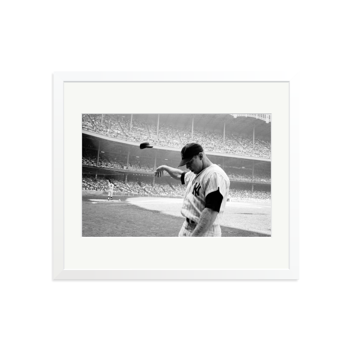 Mickey Mantle Helmet Fling Framed Print White Large