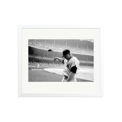 Mickey Mantle Helmet Fling Framed Print White Large