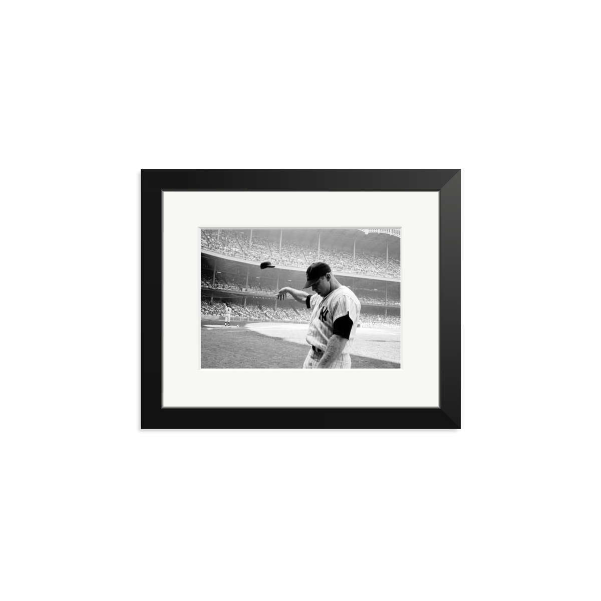 Mickey Mantle Helmet Fling Framed Print Black Small