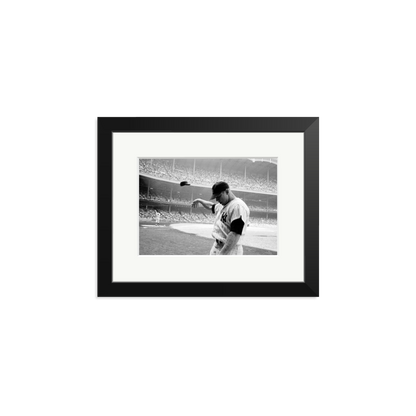 Mickey Mantle Helmet Fling Framed Print Black Small