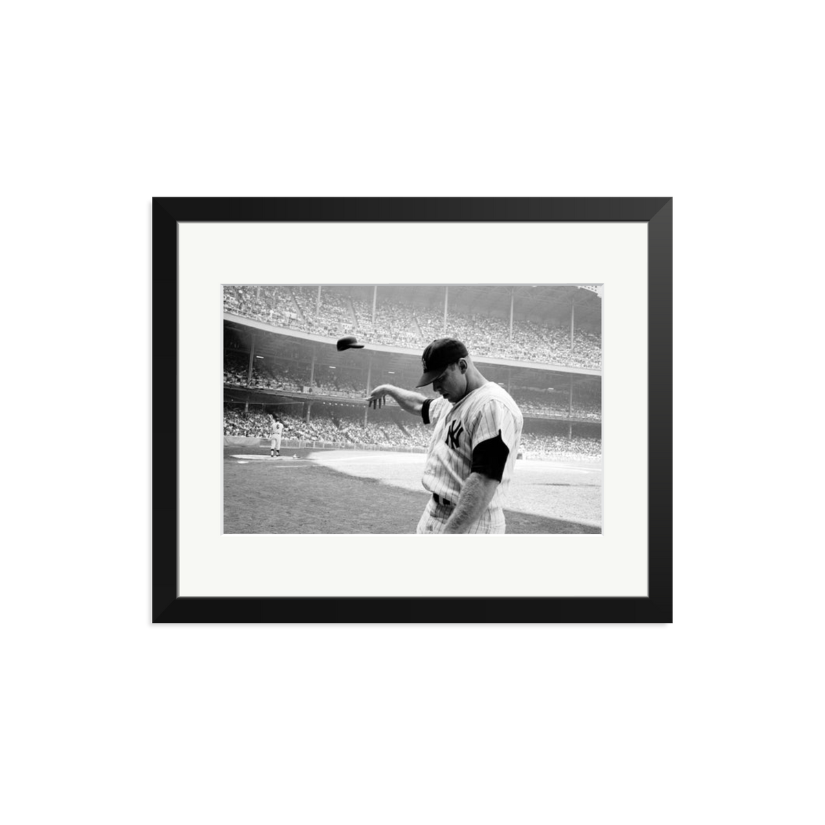 Mickey Mantle Helmet Fling Framed Print Black Medium