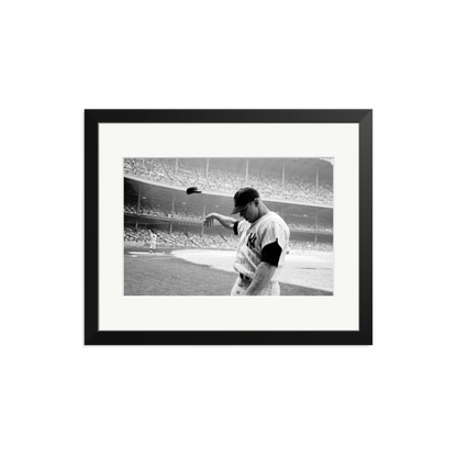 Mickey Mantle Helmet Fling Framed Print Black Medium