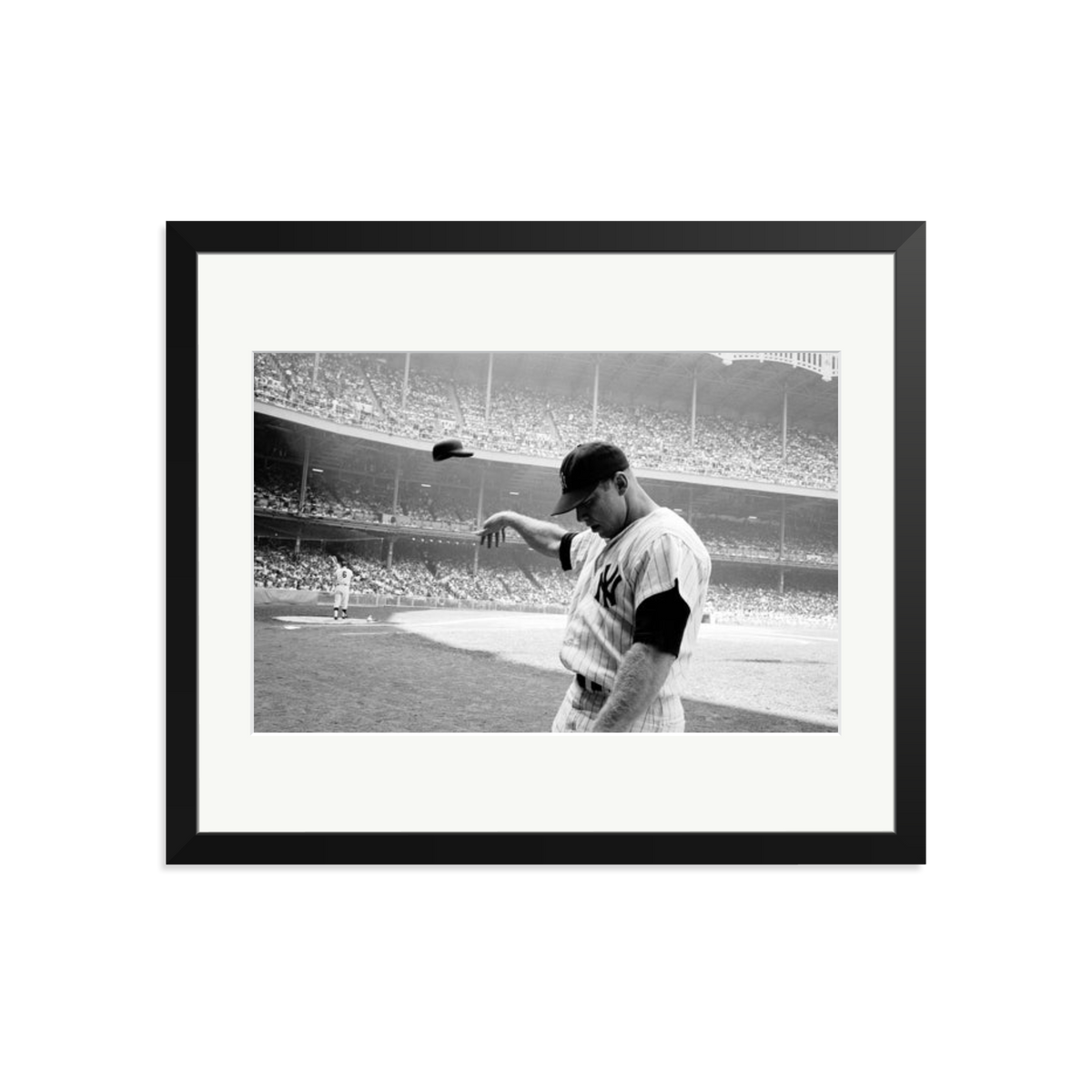 Mickey Mantle Helmet Fling Framed Print Black Large