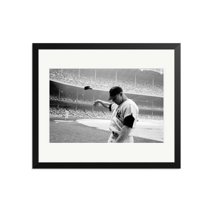 Mickey Mantle Helmet Fling Framed Print Black Large