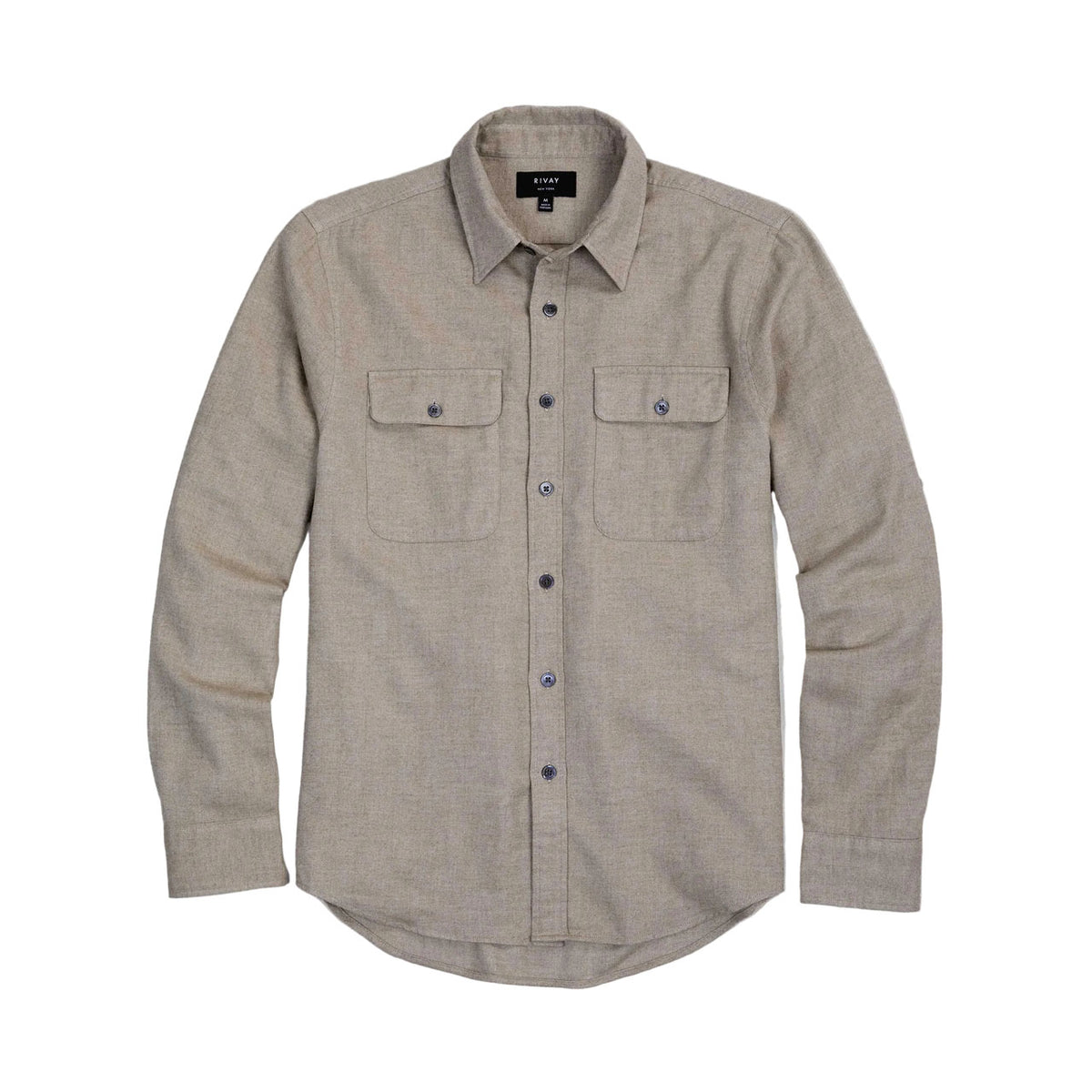 Rivay Miles Brushed Flannel Camp Shirt in Camel