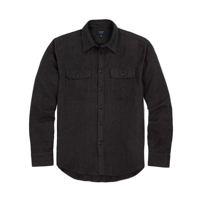 Rivay Miles Brushed Flannel Camp Shirt in Dark Brown Dark Brown