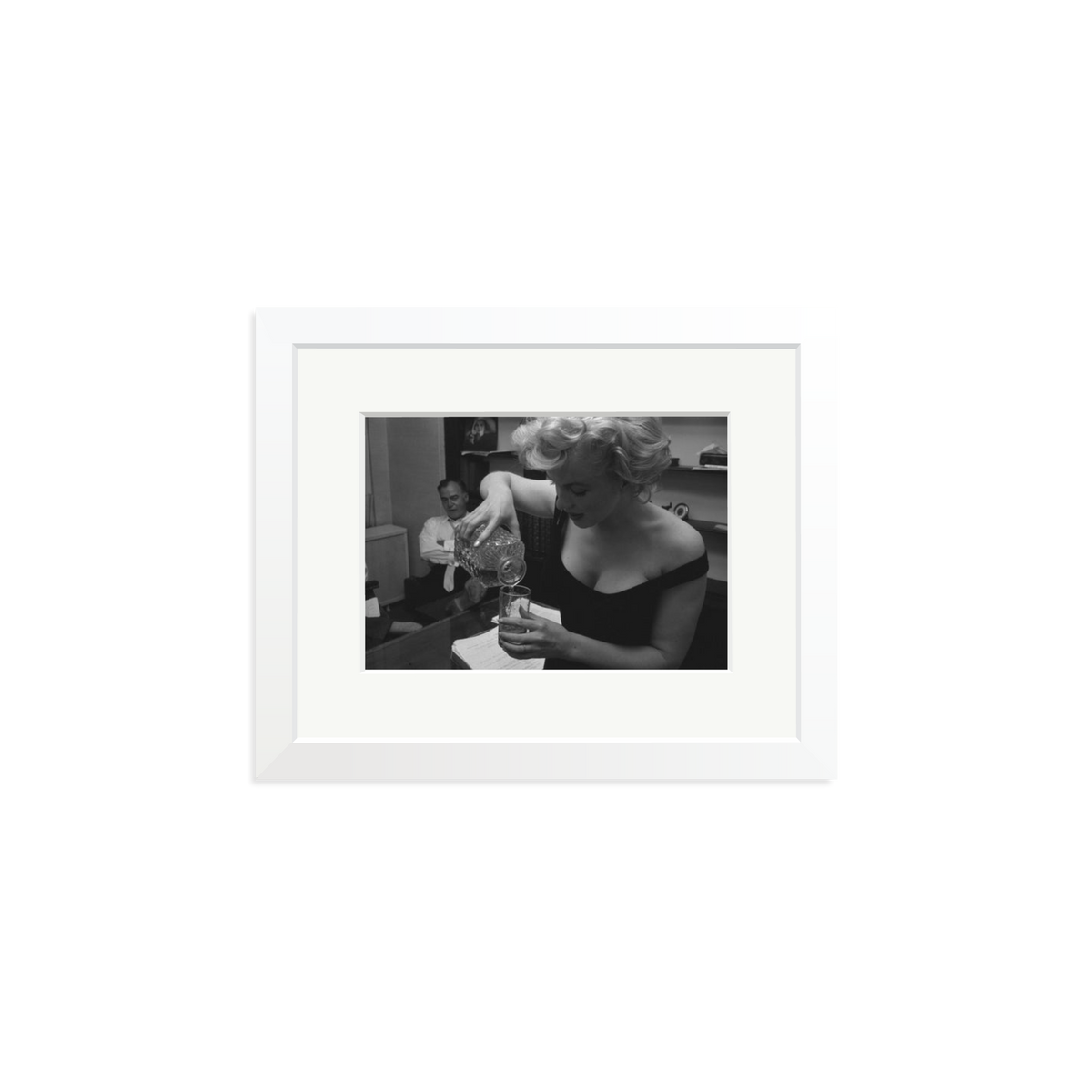 Marilyn Monroe Pouring A Drink Framed Print White Small