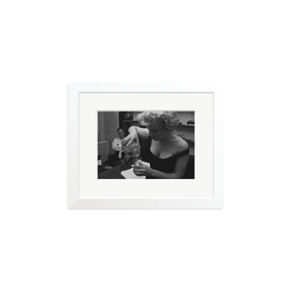Marilyn Monroe Pouring A Drink Framed Print White Small