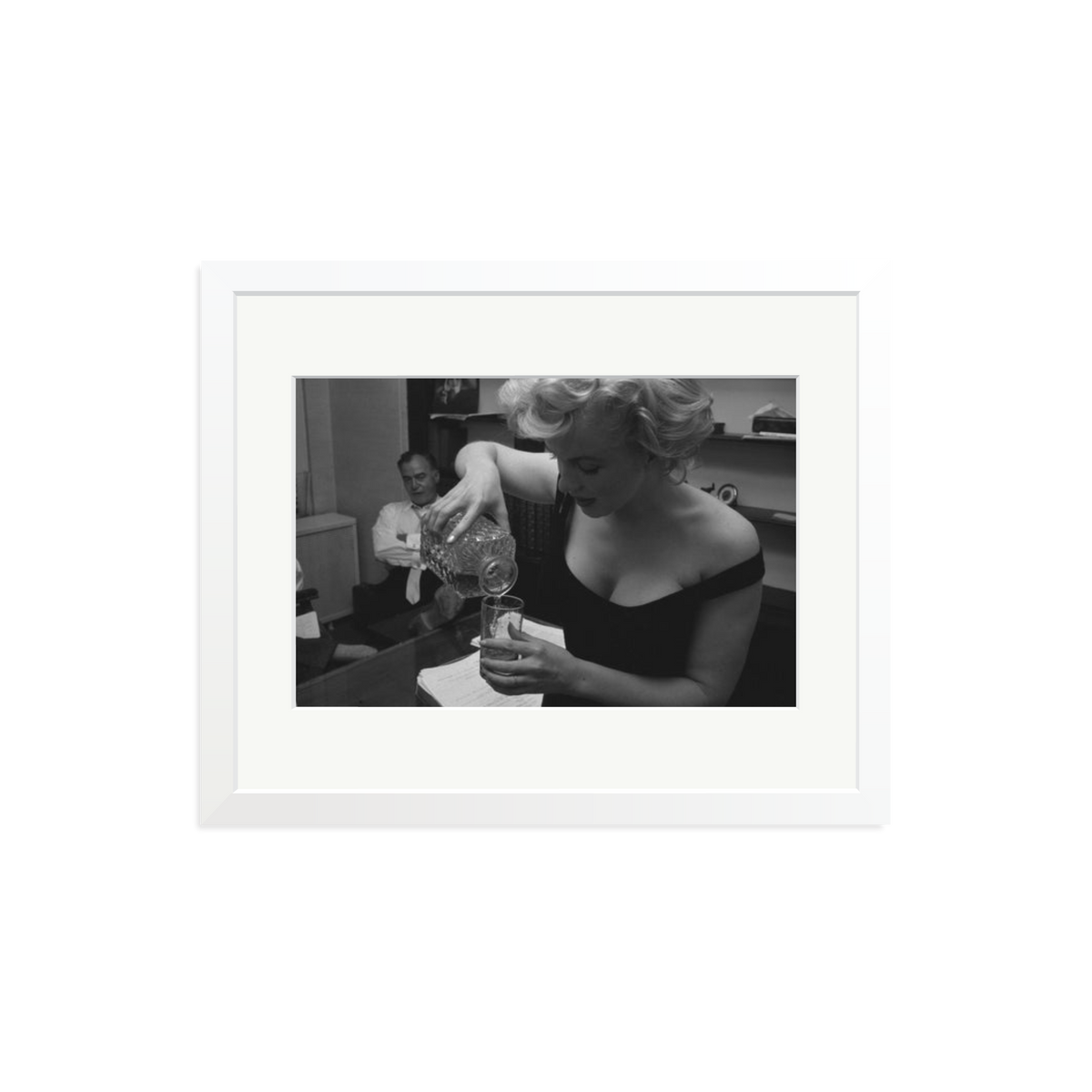 Marilyn Monroe Pouring A Drink Framed Print White Medium
