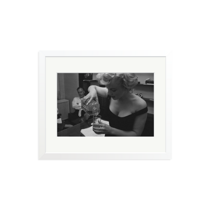 Marilyn Monroe Pouring A Drink Framed Print White Medium