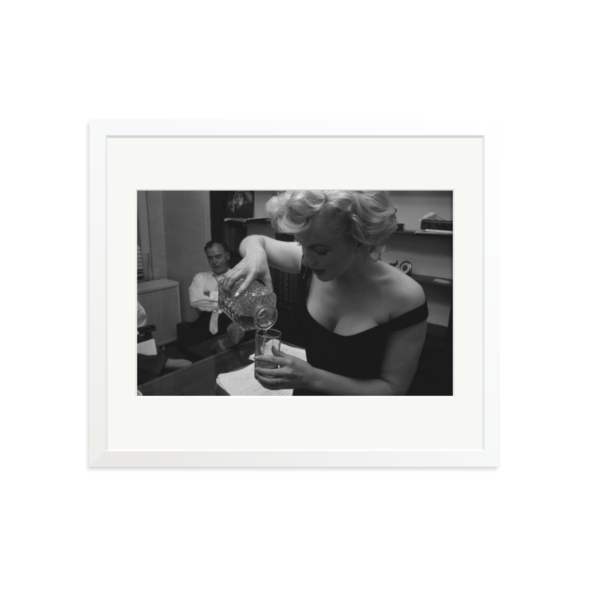 Marilyn Monroe Pouring A Drink Framed Print White Large