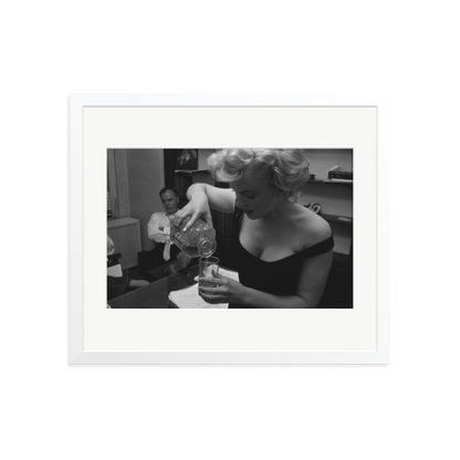 Marilyn Monroe Pouring A Drink Framed Print White Large